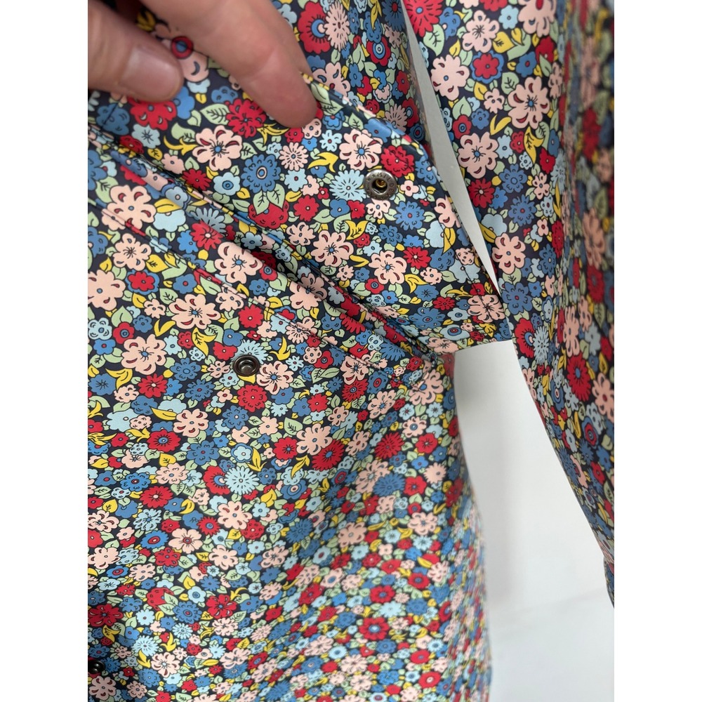Boden Floral Hooded Raincoat Multi Color Ditsy Flower Quilted Lining Jacket US 8 - Picture 8 of 11